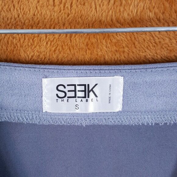 SEEK THE LABEL Womens Skirt Small Gray Mini Zip Front Stretch Faux Suede - Picture 3 of 10